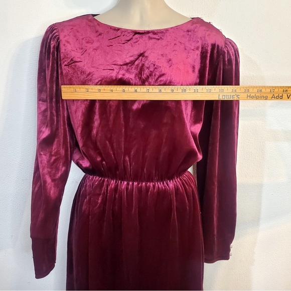 Vintage 70s 80s J.M. II Womens Size 8  Purple Velour Holiday Long Sleeve - Picture 11 of 12
